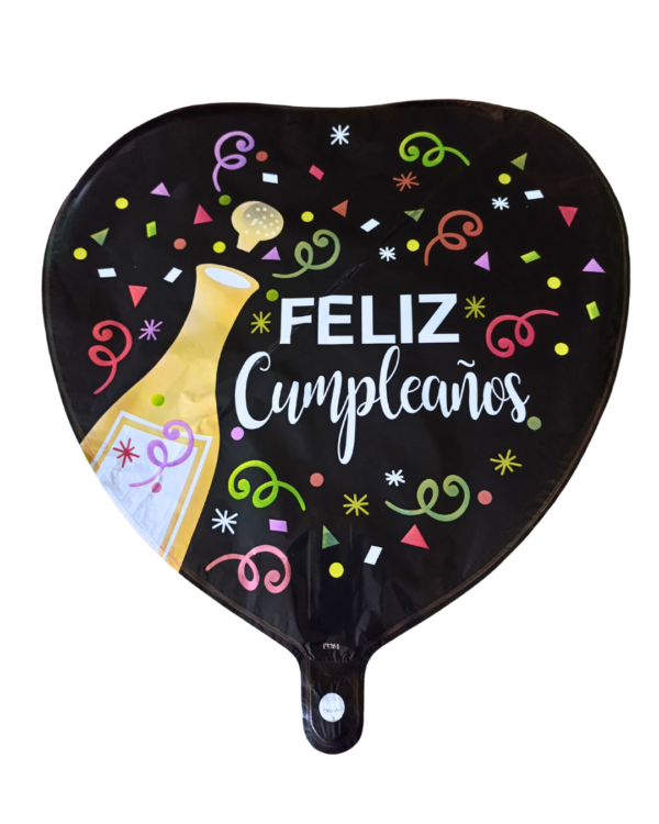 Globo Metálico Feliz Cumpleaños 18” – Corazón CHAMPANGE
